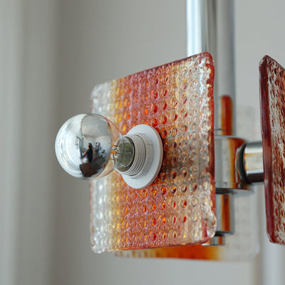 Chandelier à 3 lumières en verre et fer de style moderne mi-siècle carré triangle pour chambre 
