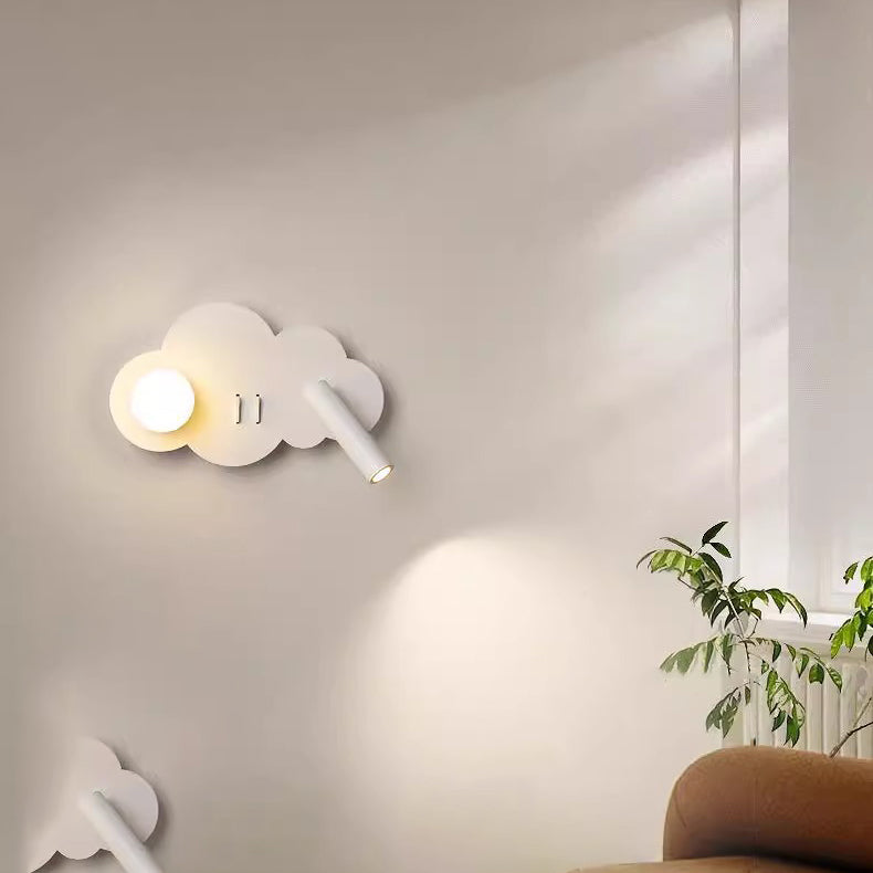 Modern Art Deco Cloud Shape Orb Iron Acrylic LED Spotlight Wall Sconce Lamp For Bedroom