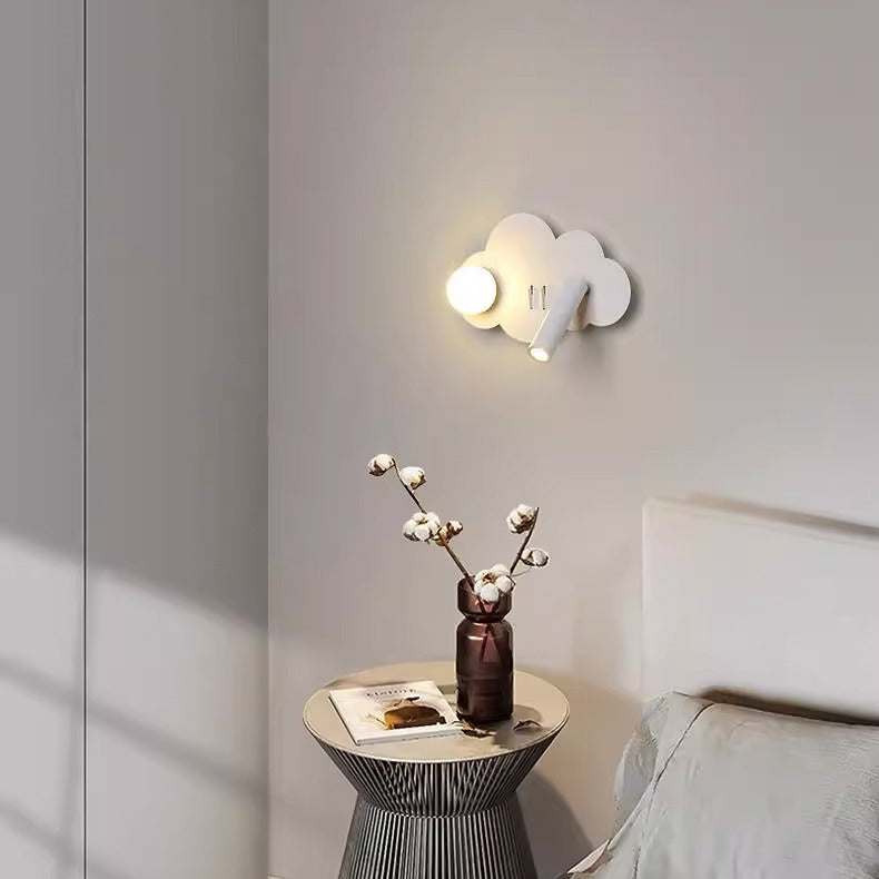 Modern Art Deco Cloud Shape Orb Iron Acrylic LED Spotlight Wall Sconce Lamp For Bedroom