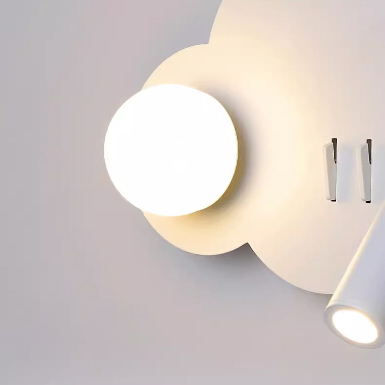 Modern Art Deco Cloud Shape Orb Iron Acrylic LED Spotlight Wall Sconce Lamp For Bedroom