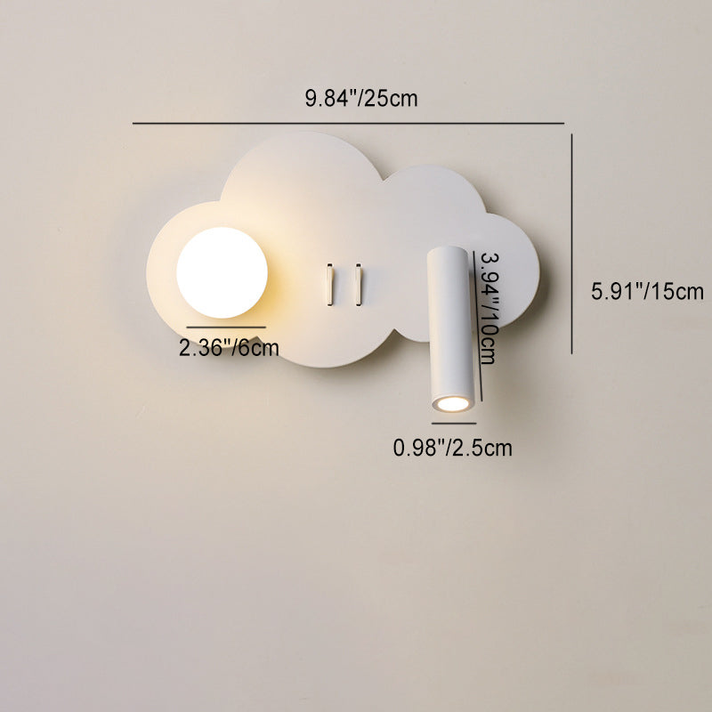 Modern Art Deco Cloud Shape Orb Iron Acrylic LED Spotlight Wall Sconce Lamp For Bedroom