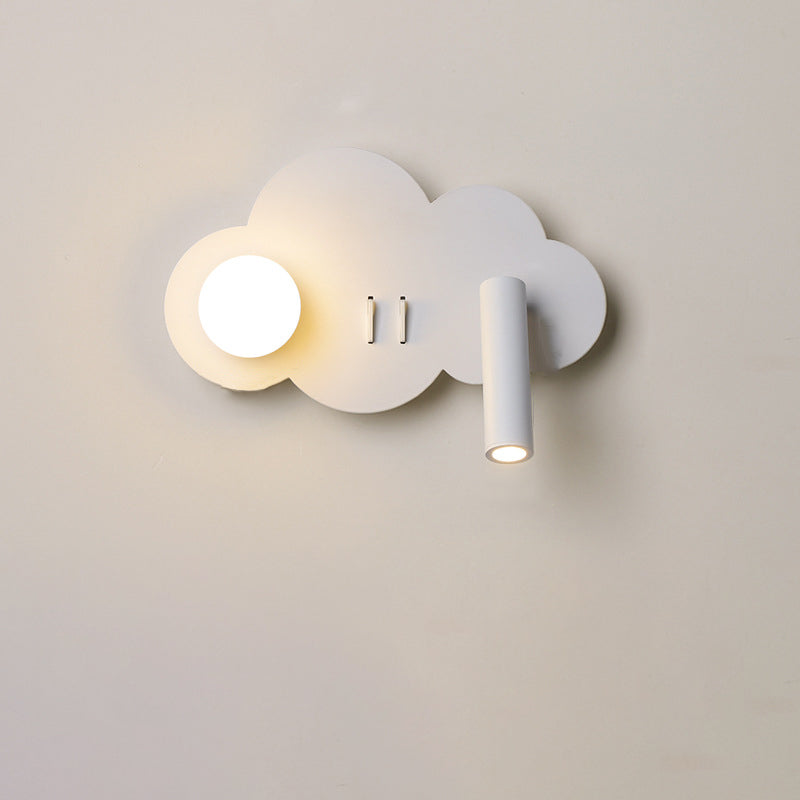 Modern Art Deco Cloud Shape Orb Iron Acrylic LED Spotlight Wall Sconce Lamp For Bedroom