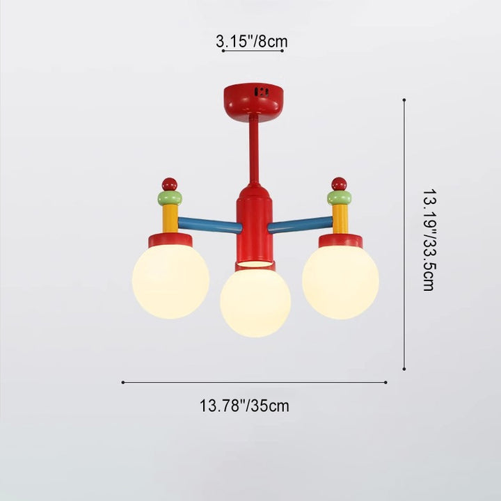 Modern Art Deco Kids Cartoon Colorful Magic Beans Round Orb Iron Glass 3/5 Light Semi-Flush Mount Ceiling Light For Bedroom