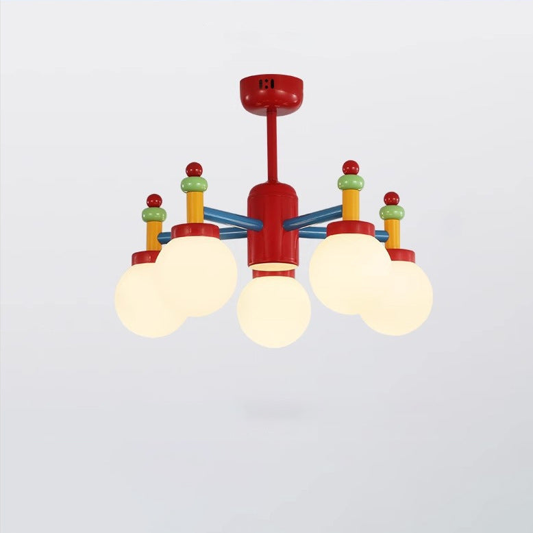 Moderne Art Deco Kinder Cartoon Bunte Zauberbohnen Runde Kugel Eisen Glas 3/5 Licht Halbeinbau-Deckenleuchte Für Schlafzimmer 