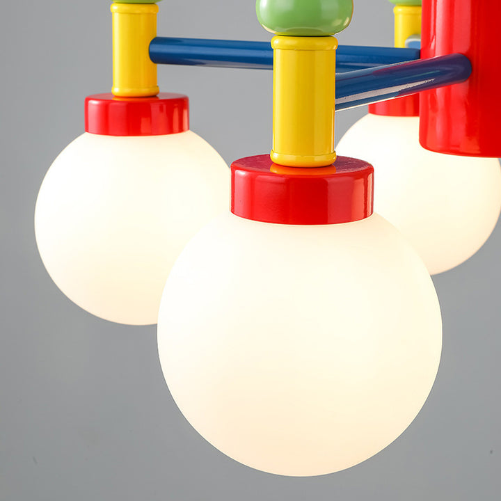 Moderne Art Deco Kinder Cartoon Bunte Zauberbohnen Runde Kugel Eisen Glas 3/5 Licht Halbeinbau-Deckenleuchte Für Schlafzimmer 
