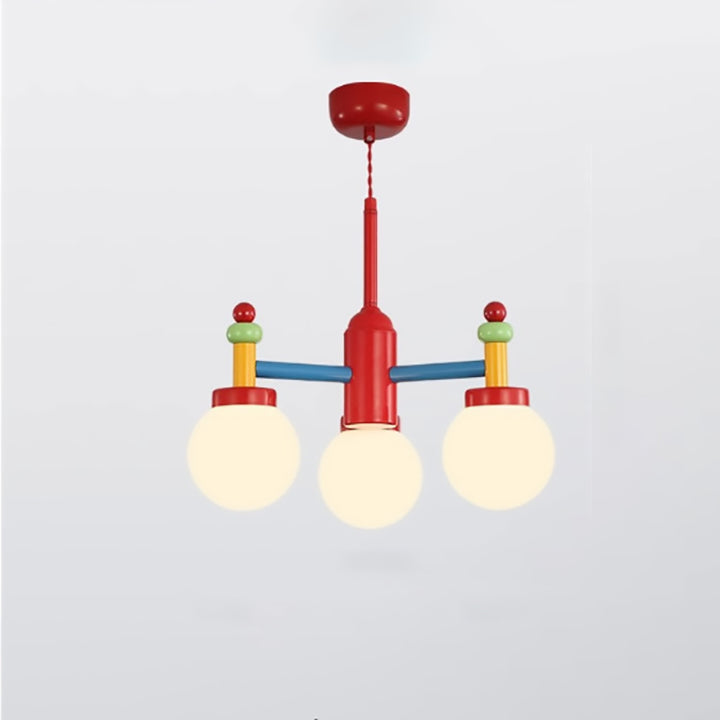 Modern Art Deco Cartoon Colorful Magic Beans Round Orb Iron Glass 3/5 Light Chandelier For Bedroom