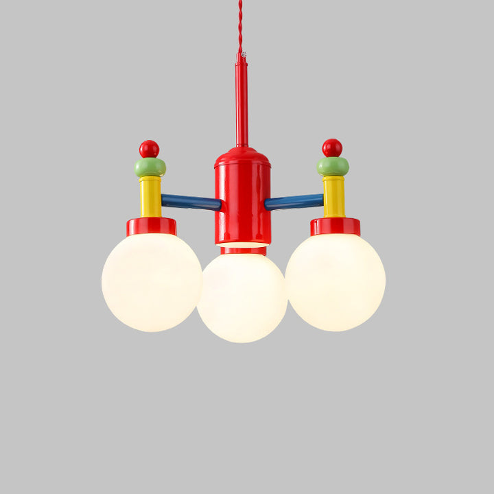 Modern Art Deco Cartoon Colorful Magic Beans Round Orb Iron Glass 3/5 Light Chandelier For Bedroom