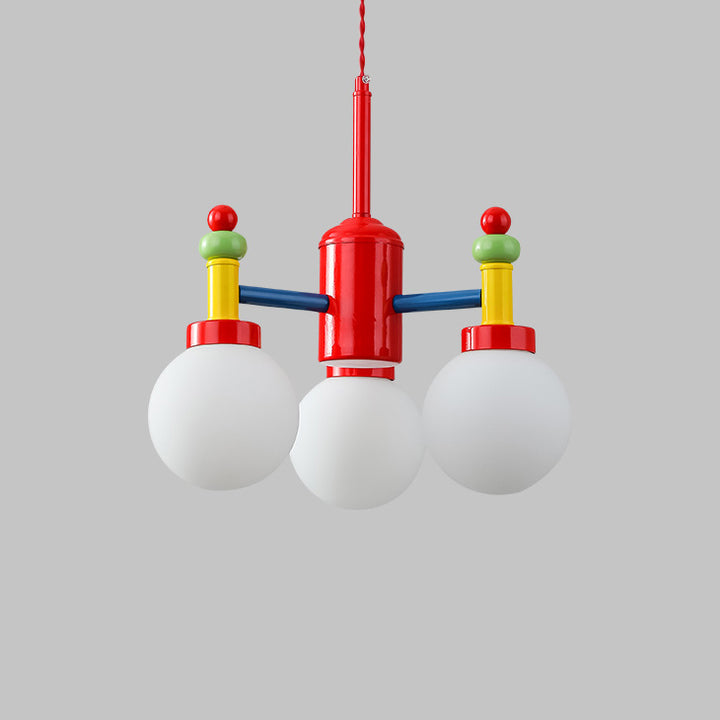 Modern Art Deco Cartoon Colorful Magic Beans Round Orb Iron Glass 3/5 Light Chandelier For Bedroom