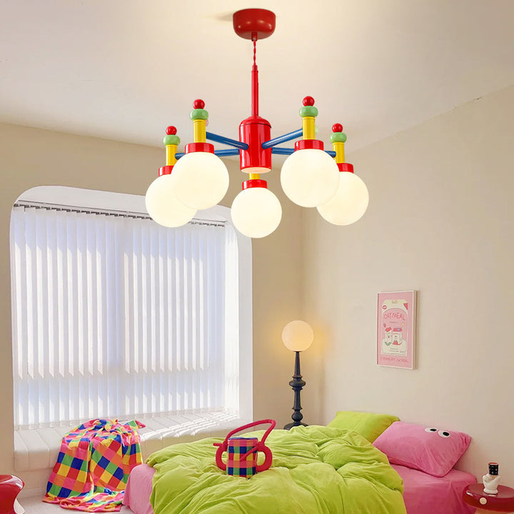 Moderne Art Deco Cartoon Bunte Zauberbohnen Runde Kugel Eisen Glas 3/5 Licht Kronleuchter Für Schlafzimmer 