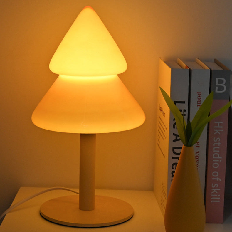Zeitgenössische Kreative Weihnachtsbaum Eisen Glas 1-Licht Tischlampe Für Schlafzimmer 
