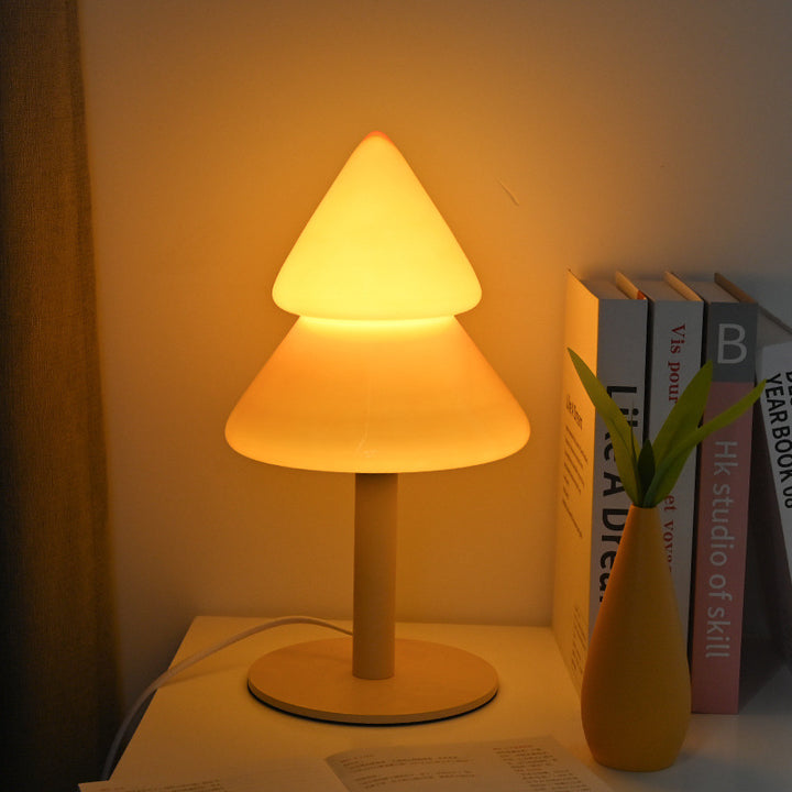 Contemporary Creative Christmas Tree Iron Glass 1-Light Table Lamp For Bedroom