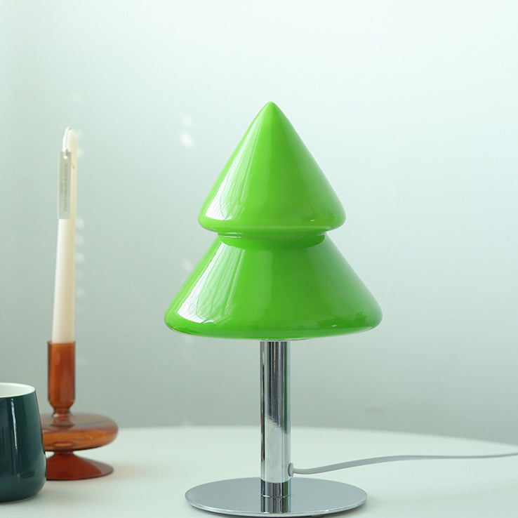 Zeitgenössische Kreative Weihnachtsbaum Eisen Glas 1-Licht Tischlampe Für Schlafzimmer 