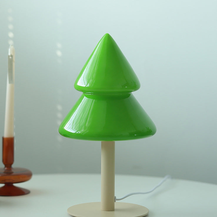 Zeitgenössische Kreative Weihnachtsbaum Eisen Glas 1-Licht Tischlampe Für Schlafzimmer 