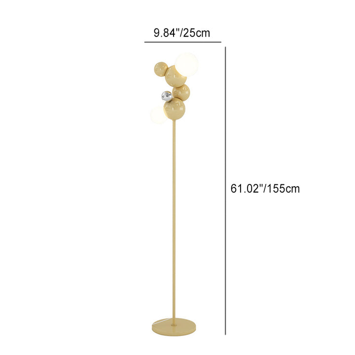 Zeitgenössische skandinavische runde Kugel aus Eisen und Glas 2-Licht Stehlampe für das Wohnzimmer 