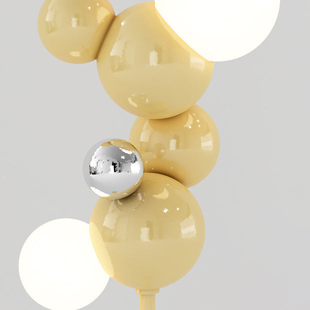 Zeitgenössische skandinavische runde Kugel aus Eisen und Glas 2-Licht Stehlampe für das Wohnzimmer 