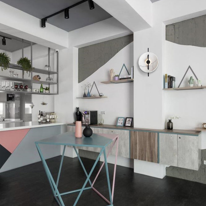 Aplique de pared contemporáneo escandinavo redondo de resina y hierro con LED para dormitorio 
