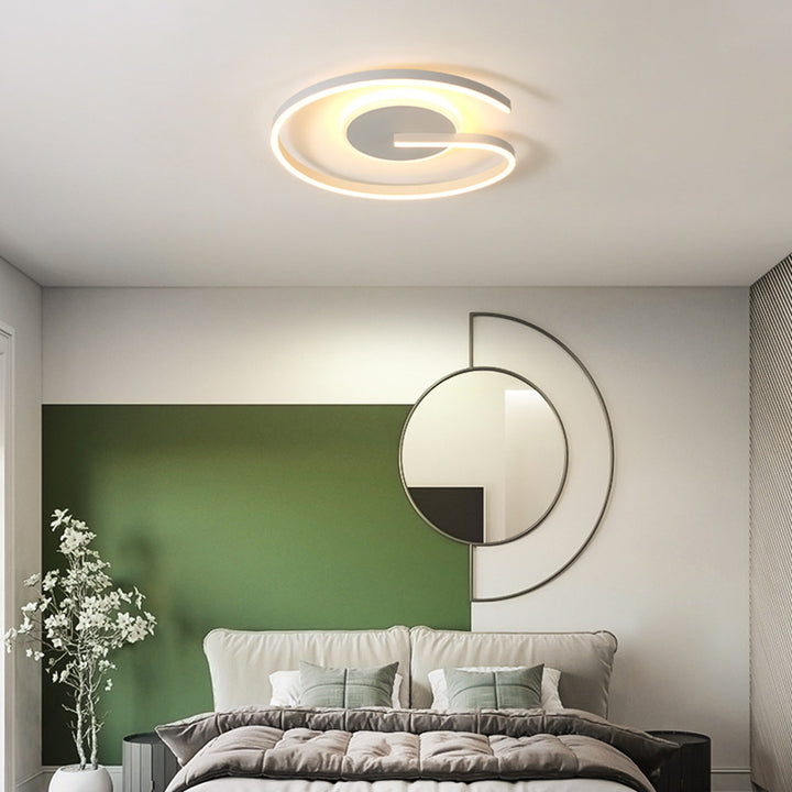 Moderne minimalistische runde Kuppel aus Aluminium, Eisen und Acryl LED-Deckenleuchte für das Schlafzimmer 