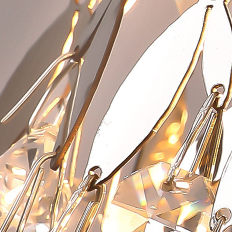 Applique Murale Moderne de Luxe en Acier Inoxydable à Cylindre Rond avec Cristal et 1 Lumière pour Chambre 