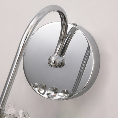 Applique Murale Moderne de Luxe en Acier Inoxydable à Cylindre Rond avec Cristal et 1 Lumière pour Chambre 