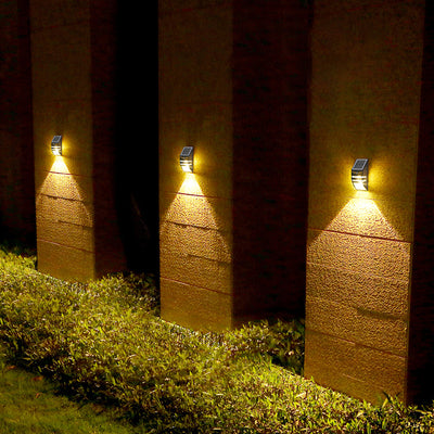 Applique murale LED en acier inoxydable ABS PC trapézoïdale étanche à l'énergie solaire minimaliste moderne pour extérieur 