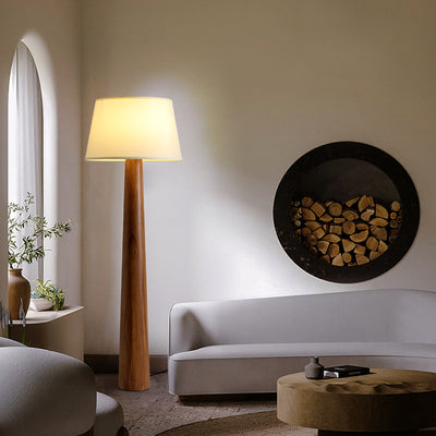 Lámpara de pie de madera con cilindro redondo vintage tradicional de 1 luz para sala de estar 