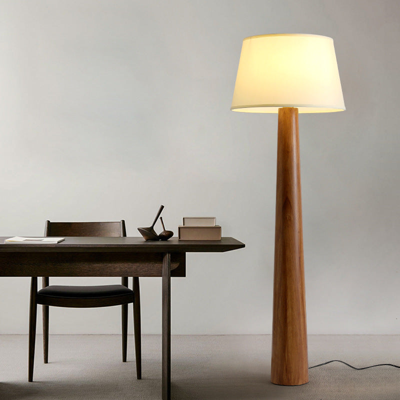 Lámpara de pie de madera con cilindro redondo vintage tradicional de 1 luz para sala de estar 