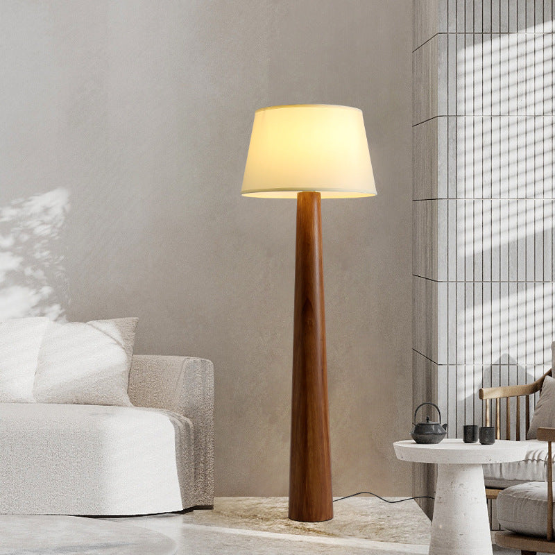 Lámpara de pie de madera con cilindro redondo vintage tradicional de 1 luz para sala de estar 