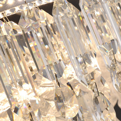 Modern Luxury Round Hardware Glass Crystal LED Semi-Flush Mount Ceiling Light For Bedroom