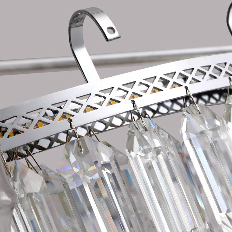 Modern Luxury Round Hardware Glass Crystal LED Semi-Flush Mount Ceiling Light For Bedroom