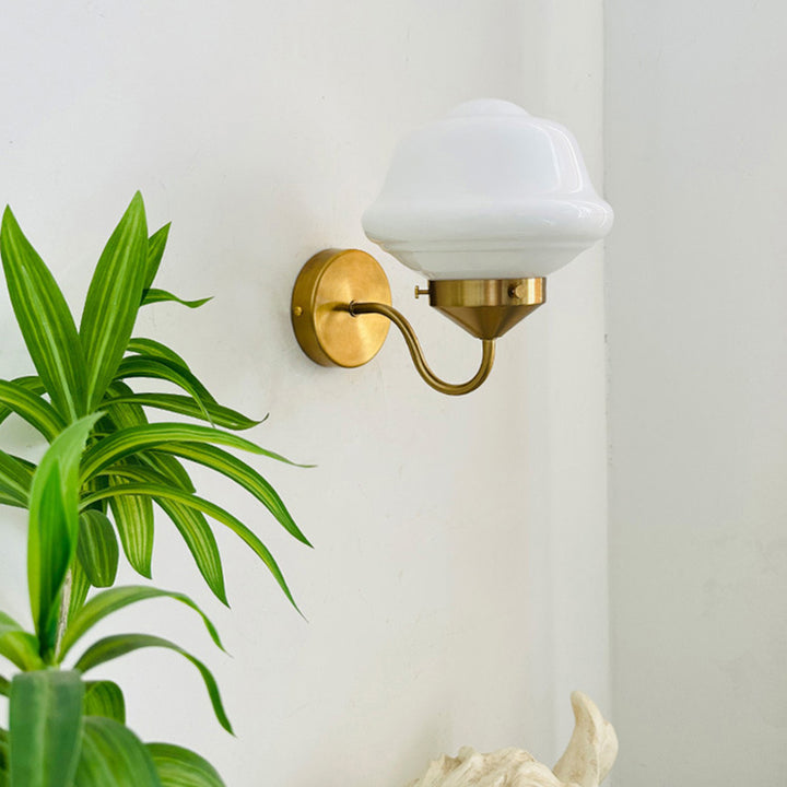 Lámpara de Aplique de Pared de 1 Luz de Hierro y Vidrio Ovalado Redondo de Estilo Moderno de Mitad de Siglo para Dormitorio 