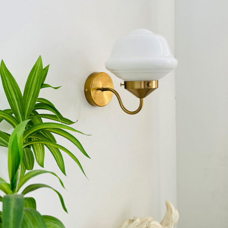 Modern Mid-Century Round Oval Iron Glass 1-Light Wall Sconce Lamp For Bedroom