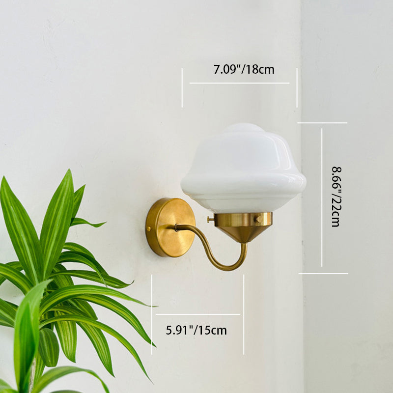 Modern Mid-Century Round Oval Iron Glass 1-Light Wall Sconce Lamp For Bedroom