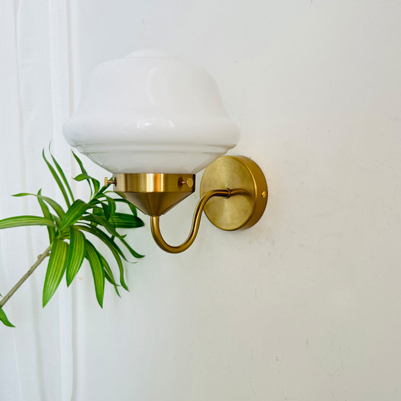 Modern Mid-Century Round Oval Iron Glass 1-Light Wall Sconce Lamp For Bedroom
