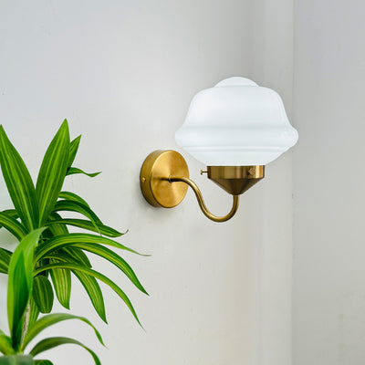 Modern Mid-Century Round Oval Iron Glass 1-Light Wall Sconce Lamp For Bedroom