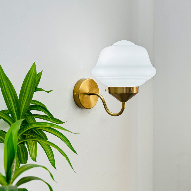 Modern Mid-Century Round Oval Iron Glass 1-Light Wall Sconce Lamp For Bedroom