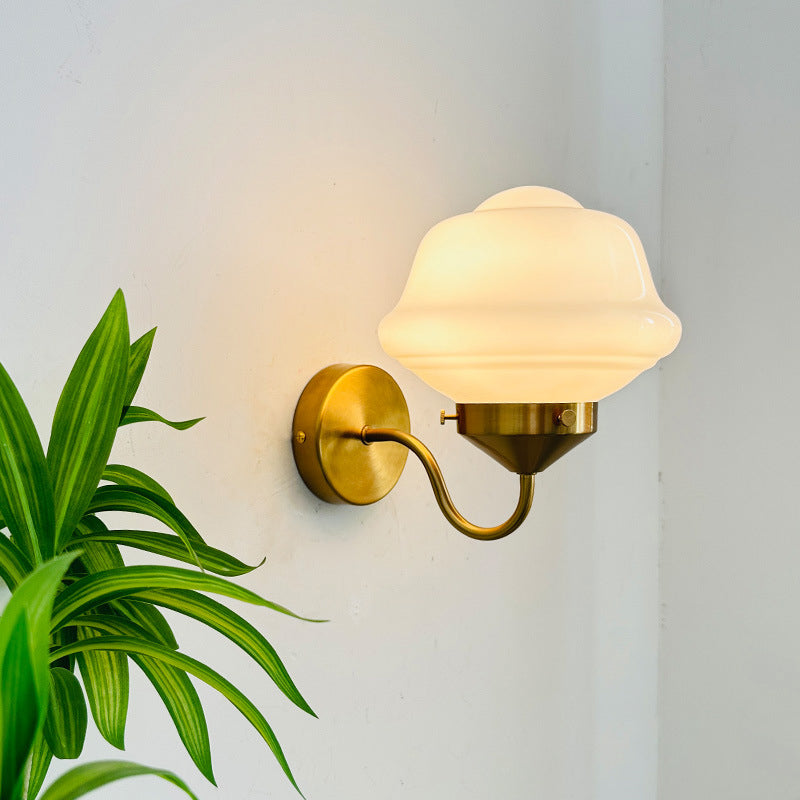 Modern Mid-Century Round Oval Iron Glass 1-Light Wall Sconce Lamp For Bedroom