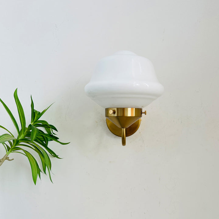 Lámpara de Aplique de Pared de 1 Luz de Hierro y Vidrio Ovalado Redondo de Estilo Moderno de Mitad de Siglo para Dormitorio 