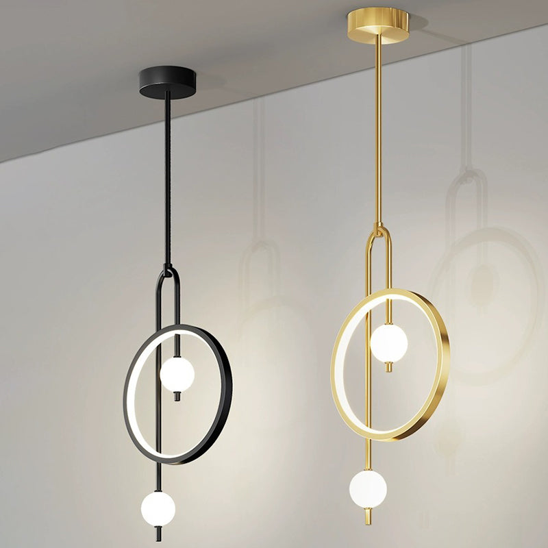 Lustre à LED en acrylique rond contemporain scandinave pour chambre à coucher 
