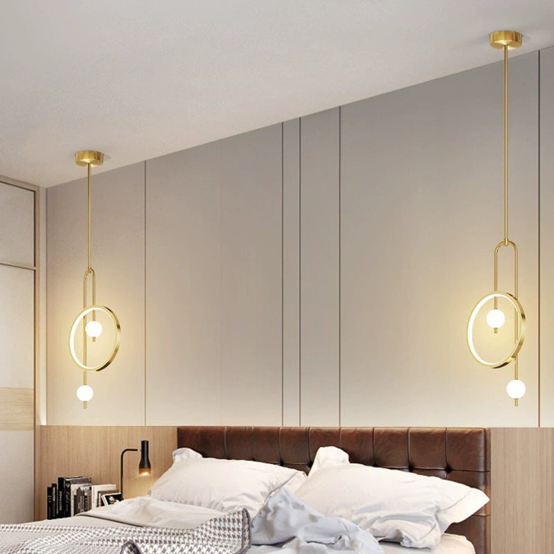 Lustre à LED en acrylique rond contemporain scandinave pour chambre à coucher 