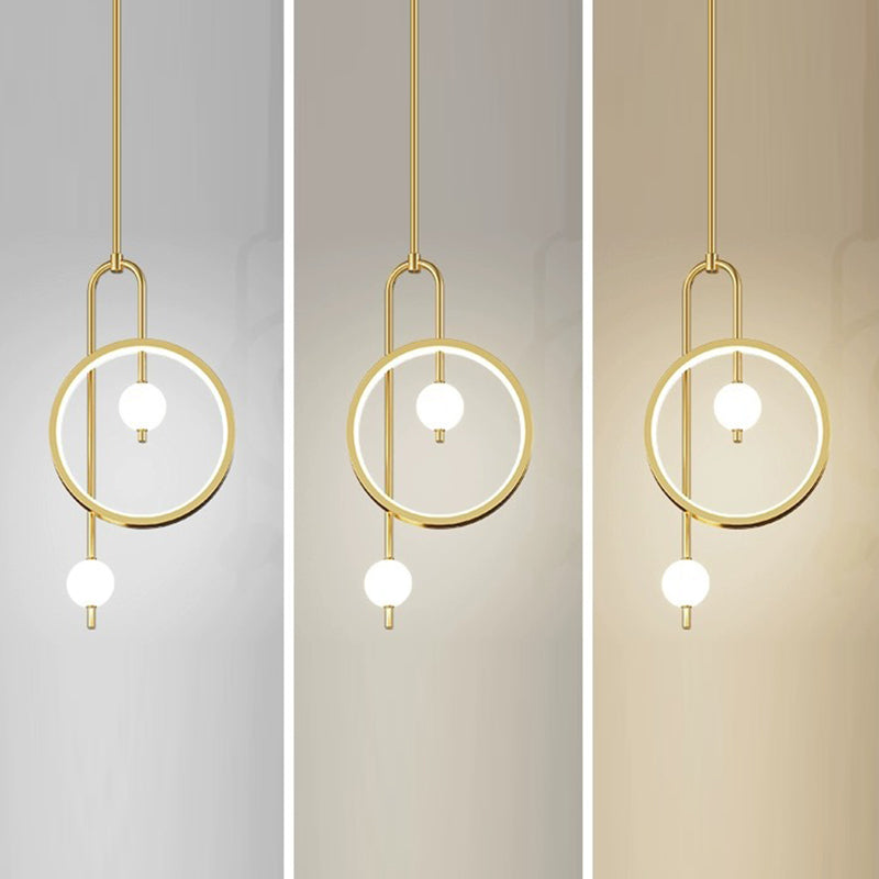 Lustre à LED en acrylique rond contemporain scandinave pour chambre à coucher 
