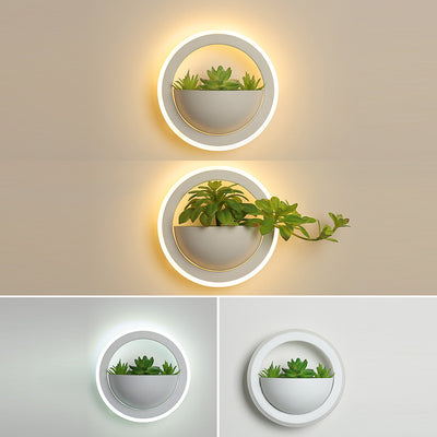 Modern Minimalist Simulation Plant Round Triangle Rectangle Heart Iron Acrylic Wall Sconce Lamp For Bedroom