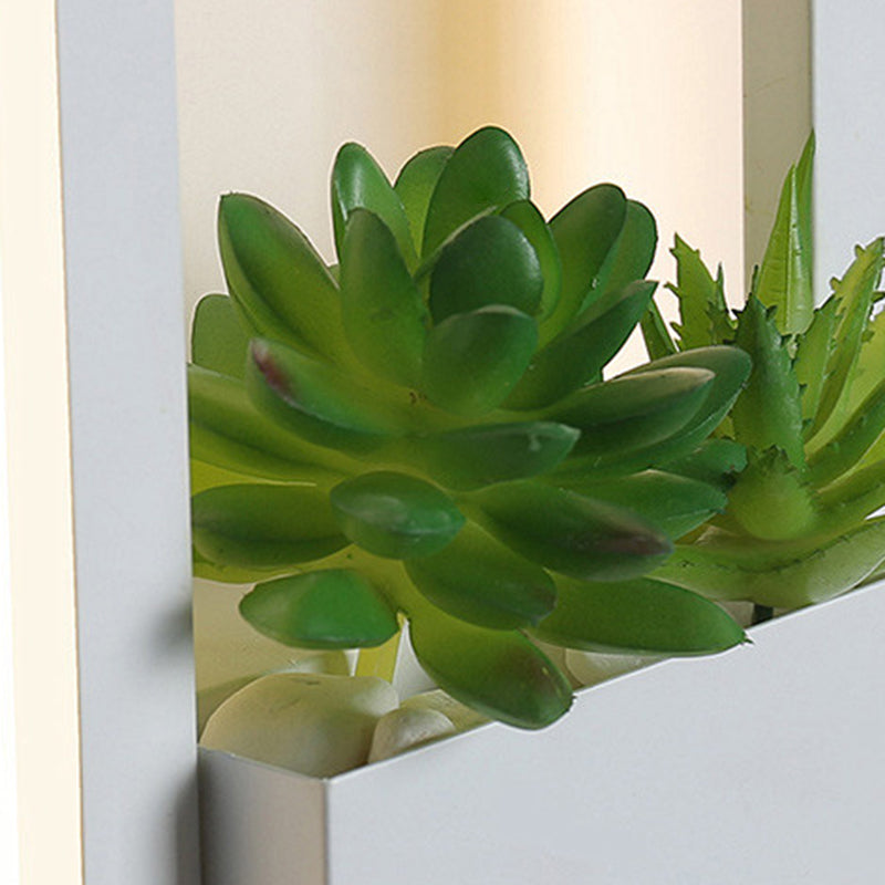 Modern Minimalist Simulation Plant Round Triangle Rectangle Heart Iron Acrylic Wall Sconce Lamp For Bedroom