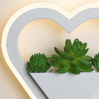 Modern Minimalist Simulation Plant Round Triangle Rectangle Heart Iron Acrylic Wall Sconce Lamp For Bedroom