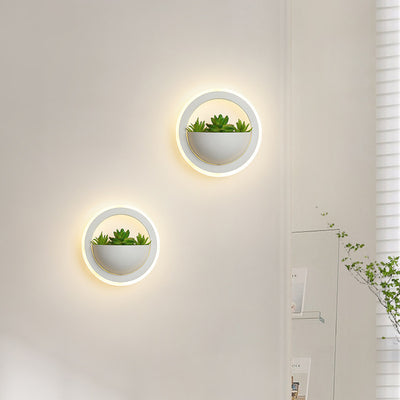 Modern Minimalist Simulation Plant Round Triangle Rectangle Heart Iron Acrylic Wall Sconce Lamp For Bedroom