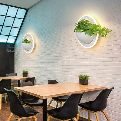 Modern Minimalist Simulation Plant Round Triangle Rectangle Heart Iron Acrylic Wall Sconce Lamp For Bedroom