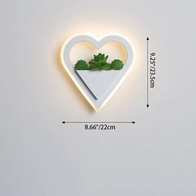Modern Minimalist Simulation Plant Round Triangle Rectangle Heart Iron Acrylic Wall Sconce Lamp For Bedroom