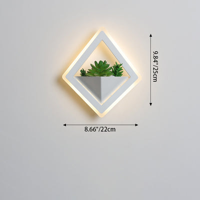 Modern Minimalist Simulation Plant Round Triangle Rectangle Heart Iron Acrylic Wall Sconce Lamp For Bedroom