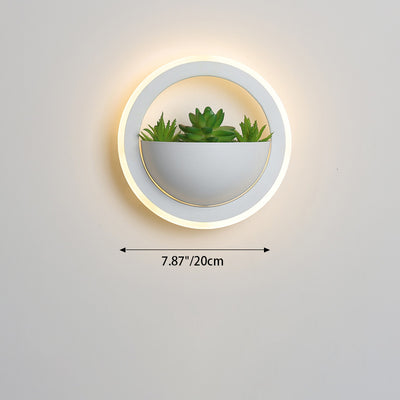 Modern Minimalist Simulation Plant Round Triangle Rectangle Heart Iron Acrylic Wall Sconce Lamp For Bedroom