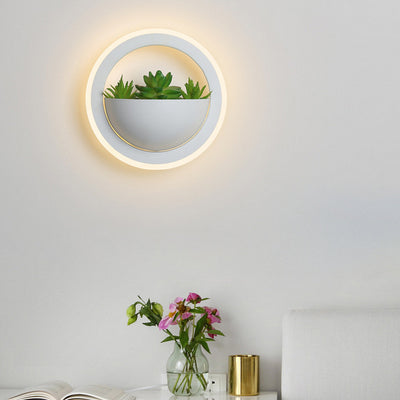 Modern Minimalist Simulation Plant Round Triangle Rectangle Heart Iron Acrylic Wall Sconce Lamp For Bedroom