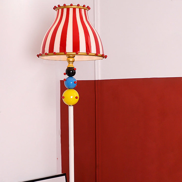 Contemporary Creative Circus Colorful Round Cone Iron Glass 1-Light Standing Floor Lamp For Living Room